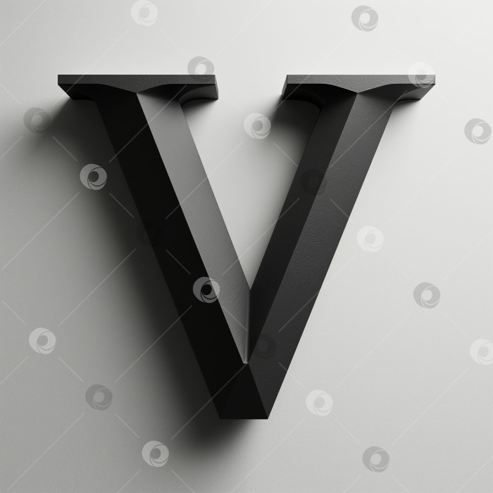 Скачать Логотип с черной буквой V шрифтом, выполненный в стиле минимализма на сером фоне фотосток Ozero