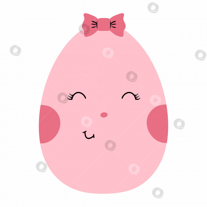 Скачать Милое розовое пасхальное яйцо с улыбкой. Векторная иллюстрация. Наклейка для социальной сети. фотосток Ozero