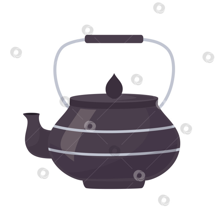 Скачать Керамический чайник для чайной церемонии в плоском стиле. фотосток Ozero