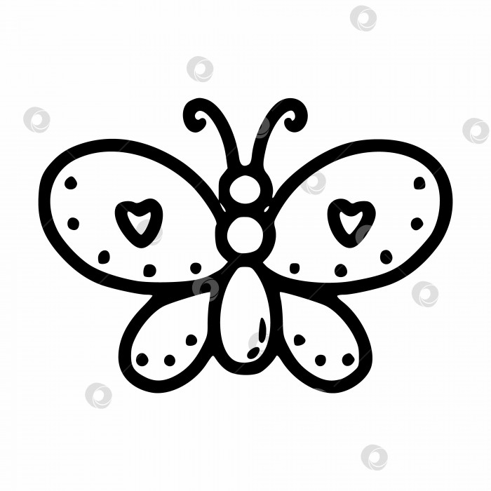 Скачать Симпатичная бабочка-каракули, изолированная на белом фоне. Векторный значок. фотосток Ozero