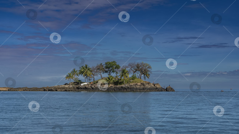 Скачать Тропический остров в океане. На холме растут пальмы. фотосток Ozero