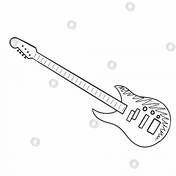 Скачать Электрическая бас-гитара. Векторная иллюстрация каракулей. Музыкальный рок-инструмент. фотосток Ozero