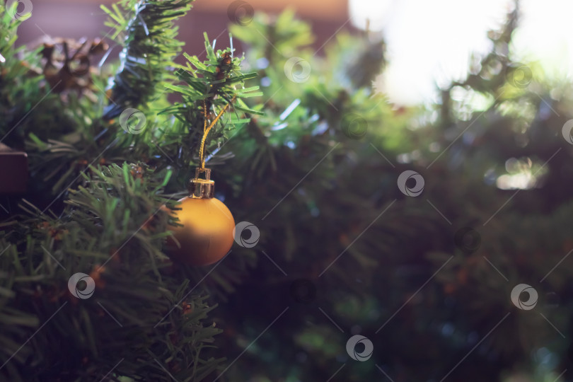 Скачать Новогодние украшения на зеленых еловых ветках фотосток Ozero