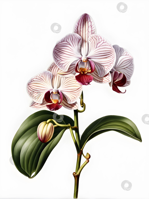 Скачать нарисованный цветок розовой орхидеи на белом фоне изолирует фотосток Ozero