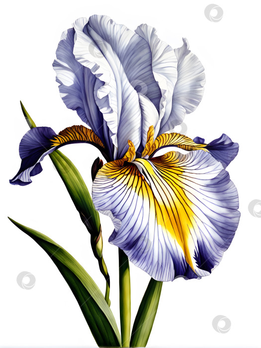 Скачать нарисованный цветок ириса на белом фоне изолирует фотосток Ozero