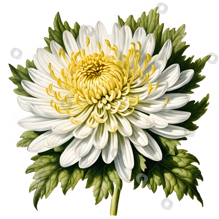 Скачать нарисованный цветок белой хризантемы на белом фоне изолирует фотосток Ozero