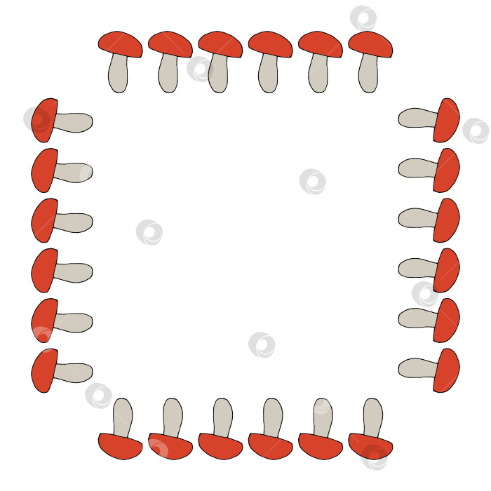 Скачать Квадратная рамка со съедобными грибами на белом фоне. Векторное изображение. фотосток Ozero