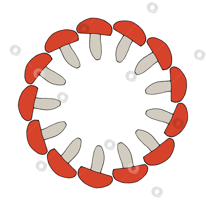 Скачать Круглая рамка со съедобными грибами на белом фоне. Векторное изображение. фотосток Ozero
