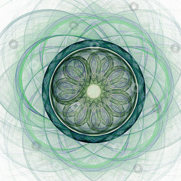 Скачать Красивый элегантный орнамент в виде цветка по кругу и расходящихся прозрачных лепестков на белом фоне. Абстрактный фрактальный фон. 3d рендеринг. 3d иллюстрация. фотосток Ozero