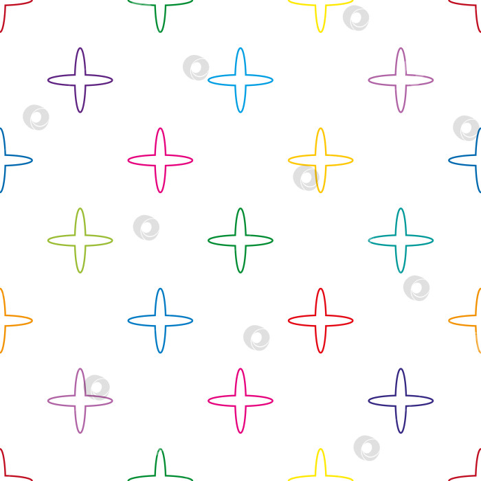 Скачать Бесшовный узор с разноцветными контурными фигурами в виде крестиков. Фон с повторяющимся орнаментом в виде плюсов для обоев, дизайна, оберток, текстиля фотосток Ozero
