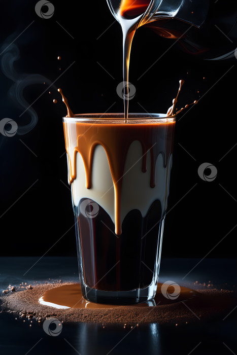 Скачать наливание кофе в кружку на темном фоне фотосток Ozero
