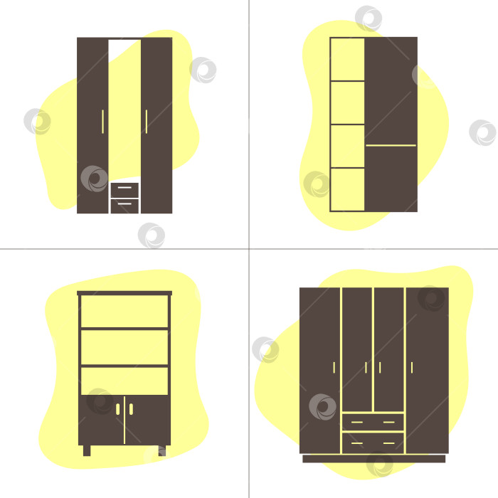 Скачать Иконки шкафов в плоском стиле фотосток Ozero
