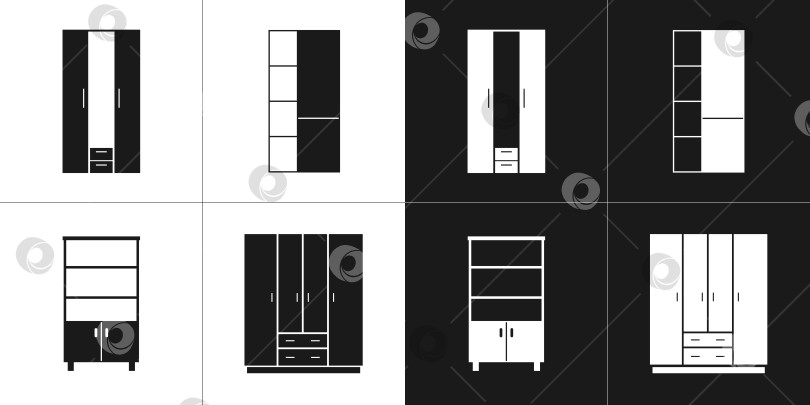 Скачать Набор иконок шкафов. Черные и белые фотосток Ozero