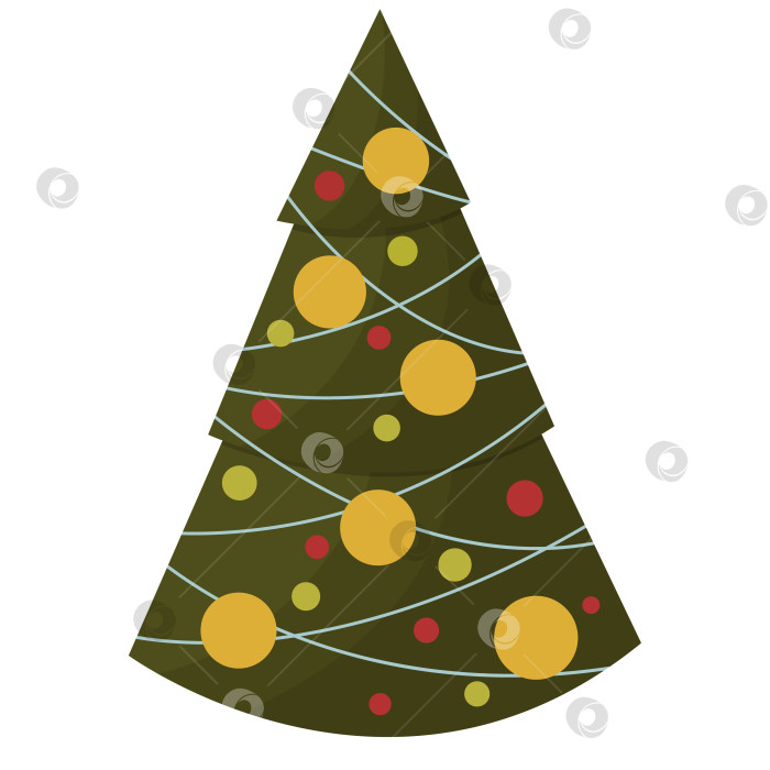 Скачать Мультяшная рождественская елка. Векторная иллюстрация на белом фоне фотосток Ozero