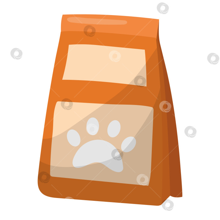 Скачать Еда в пакете для кошек и собак. Векторная цветная изолированная иллюстрация в мультяшном стиле. фотосток Ozero