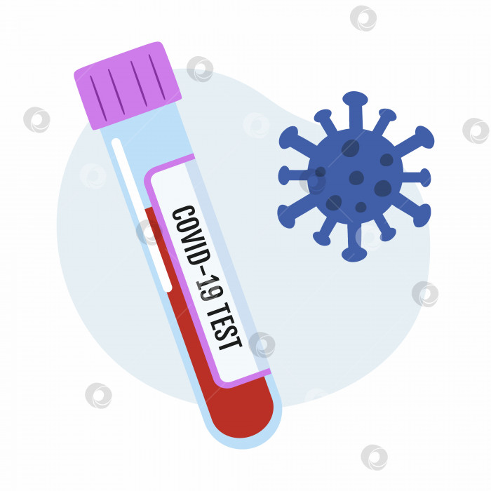 Скачать Пробирка для анализа крови на антитела к коронавирусу Covid-19. Образец для лабораторного тестирования. фотосток Ozero