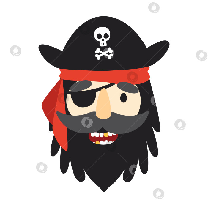 Скачать Симпатичный пират в черной шляпе с черепом и скрещенными костями. фотосток Ozero