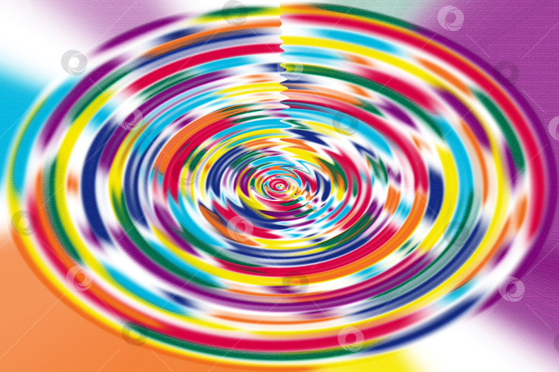 Скачать Радужные круги на разноцветной яркой поверхности. Абстрактный радостный пульсирующий фон. Иллюстрация. фотосток Ozero