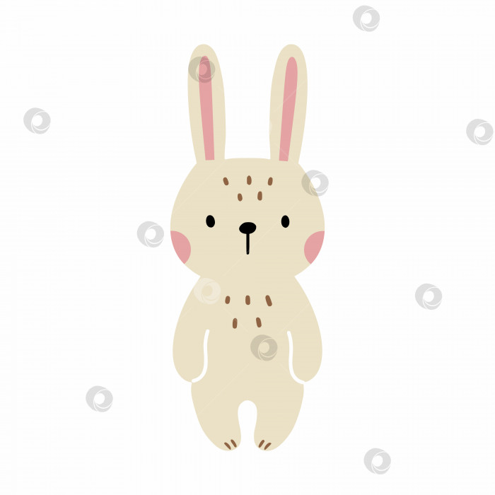 Скачать Милый кролик в стиле каракули. Рисунок зайца для детского плаката. Пасхальный кролик. фотосток Ozero