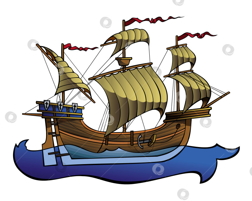Скачать Европейский средневековый корабль фотосток Ozero
