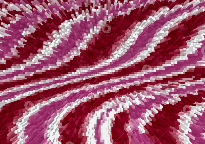 Скачать Абстрактный яркий расширяющийся полосатый фон. Волнистые красные, белые, розовые линии составлены из блоков и чередуются на заднем плане. фотосток Ozero