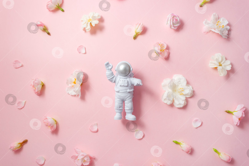 Скачать Астронавт на цветочном фоне фотосток Ozero