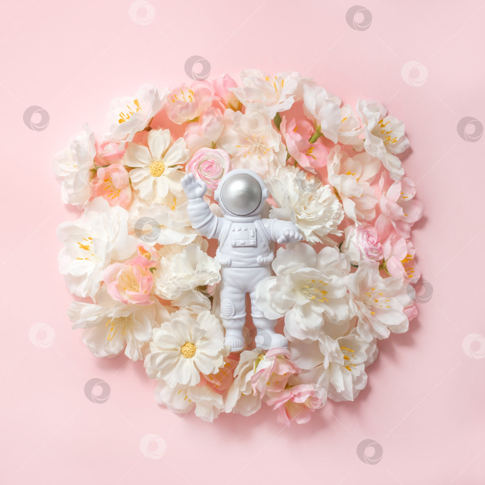 Скачать Цветы и астронавт фотосток Ozero
