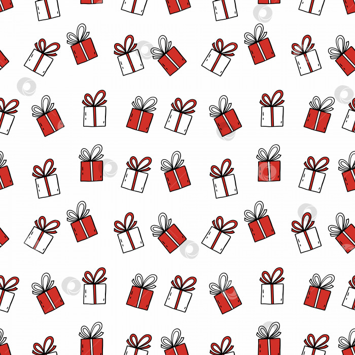 Скачать Бесшовный узор для пошива одежды и бумаги для печати. Рождественский подарок в стиле каракулей. фотосток Ozero