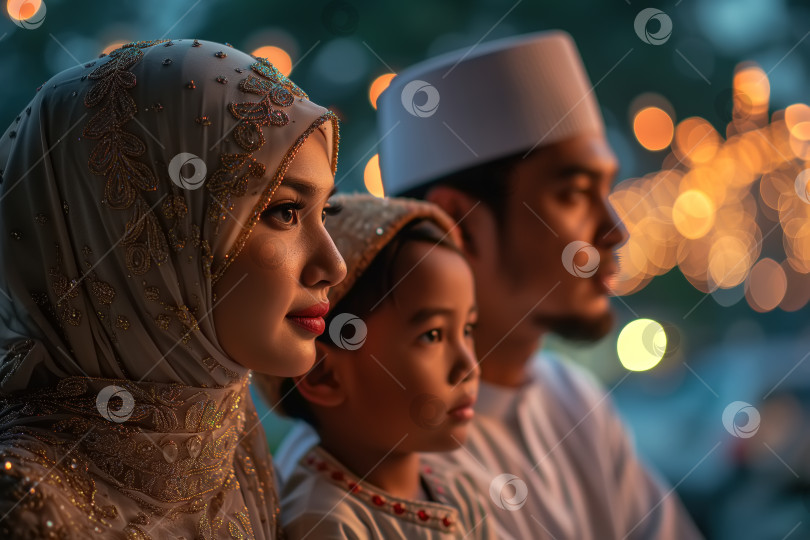 Скачать Традиционный религиозный праздник Рамадан, мусульманская семья фотосток Ozero
