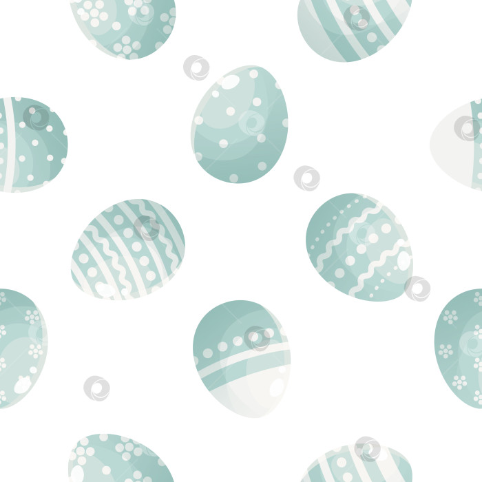 Скачать Бесшовный узор для Пасхи и весны из голубых яиц, украшенных орнаментом на белом фоне. Бесшовный векторный узор. Для упаковки пасхальных подарков, бумаги, текстиля. Элементы праздника Счастливой Пасхи фотосток Ozero