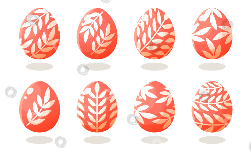 Скачать Набор розовых пасхальных яиц с разными узорами. Векторная иллюстрация на белом фоне. Счастливой пасхи. Весенний праздник. Коллекция декоративных пасхальных символов. Весеннее разноцветное шоколадное яйцо. фотосток Ozero
