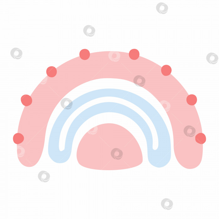 Скачать Розовая радуга в стиле каракулей. Милая детская иллюстрация. Рисование от руки. Элемент для открытки. фотосток Ozero