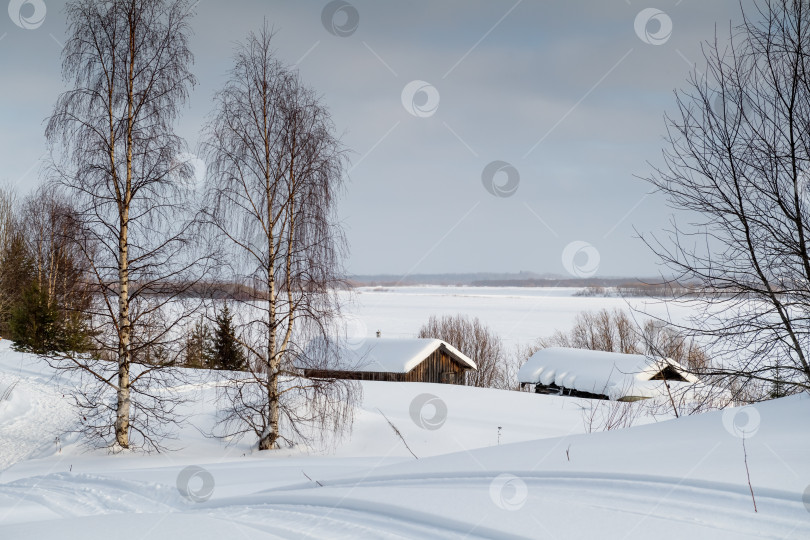 Скачать Деревня на русском севере. Архангельская область. зима фотосток Ozero