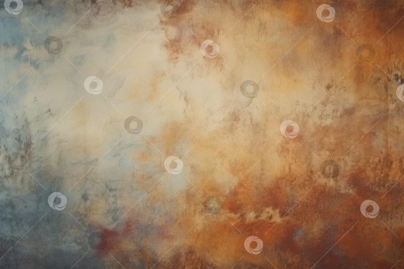 Скачать Абстрактный оранжевый и синий текстурированный фон с облачным, дымчатым эффектом, художественный фон, винтажная стена. фотосток Ozero