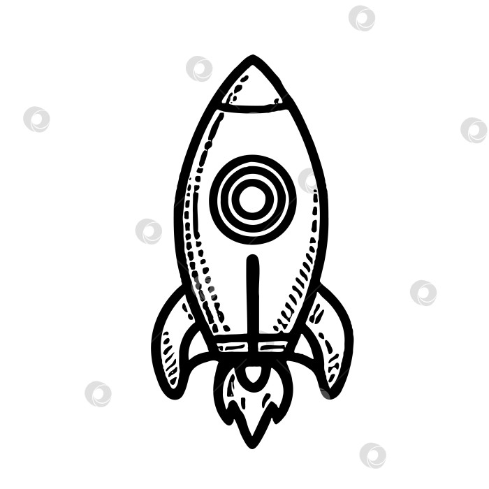 Скачать Векторная иллюстрация в стиле гравюры с эскизом космической ракеты. фотосток Ozero