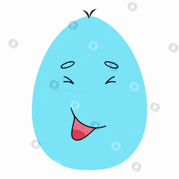 Скачать Веселое голубое яйцо смеется. Векторная наклейка на Пасху. Элемент декора открытки. фотосток Ozero