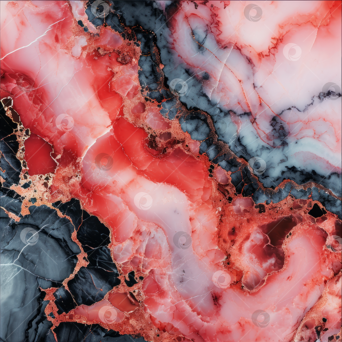 Скачать Абстрактный фон, абстрактное изображение спиртовыми чернилами с коралловыми и темными прожилками, текучий мраморный узор для фона или креативного дизайна. фотосток Ozero