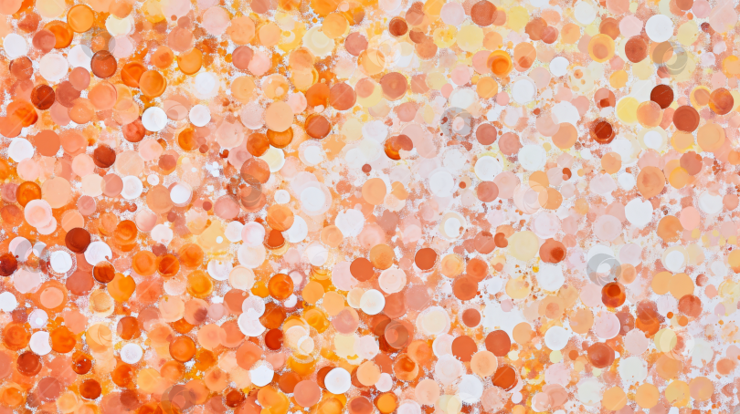 Скачать Теплый оранжевый и белый фон в горошек боке, абстрактный узор из легких пузырьков, праздничные и радостные обои. фотосток Ozero