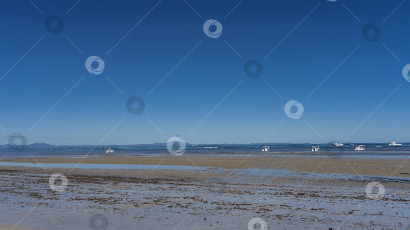 Скачать Отлив. Лужи воды на обнажившемся морском дне. фотосток Ozero