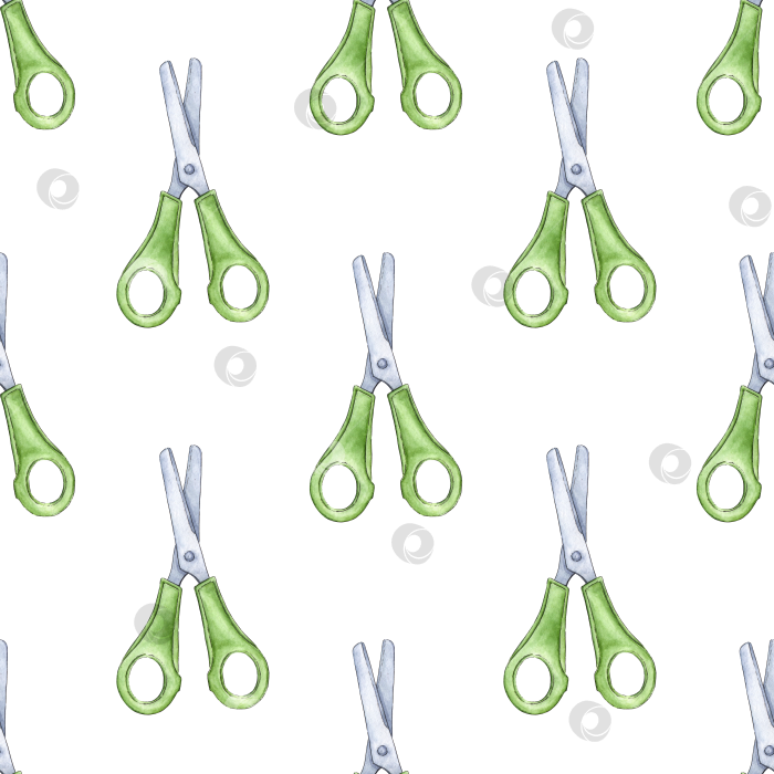Скачать Узор ножницами с зелеными акварельными ручками фотосток Ozero