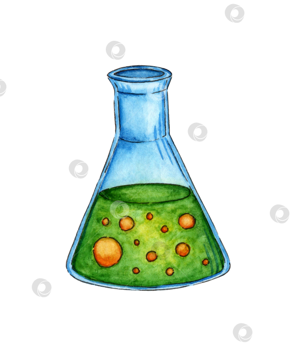 Скачать Колба с зеленой жидкой акварелью фотосток Ozero