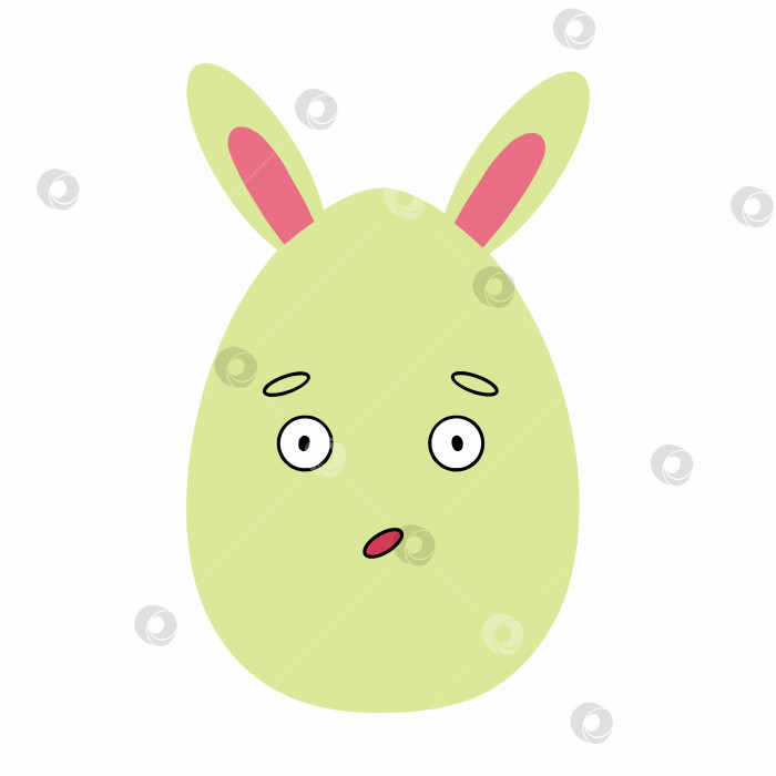 Скачать Зеленое пасхальное яйцо с кроличьими ушками. Милый кролик. Векторная иллюстрация. Наклейка для социальной сети. фотосток Ozero