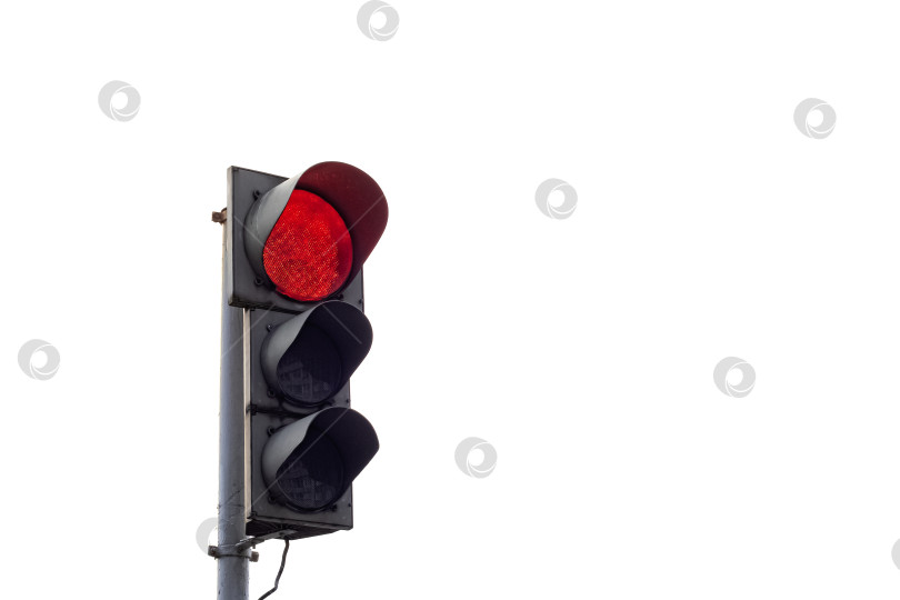 Скачать Красный светофор, выделенный на белом фоне фотосток Ozero