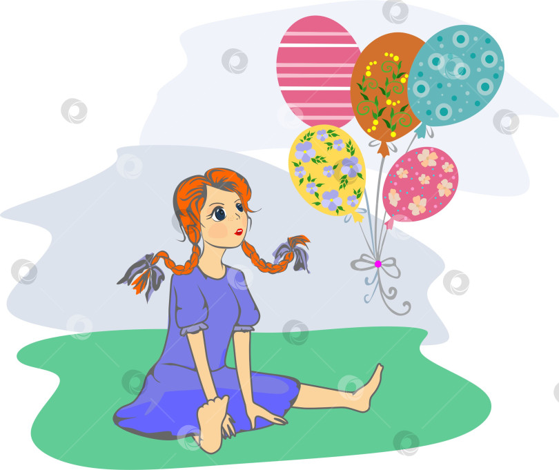 Скачать Девочка и воздушные шары фотосток Ozero