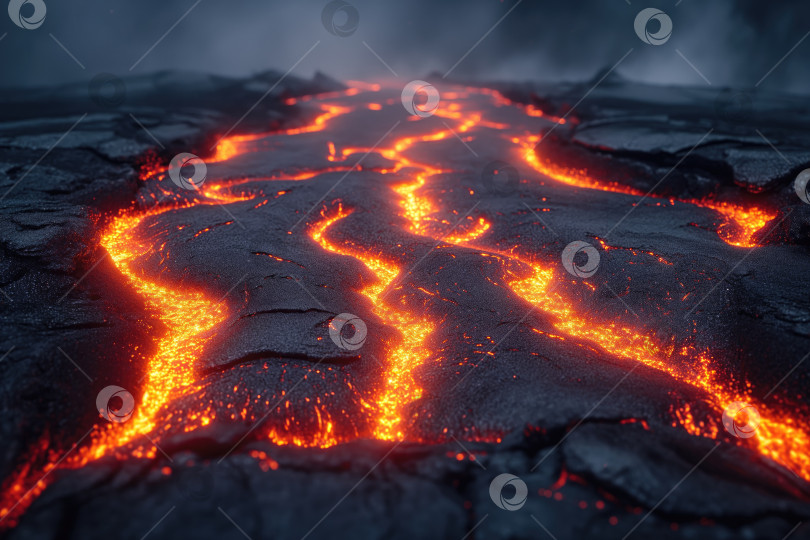 Скачать текущая горячая вулканическая лава крупным планом фотосток Ozero