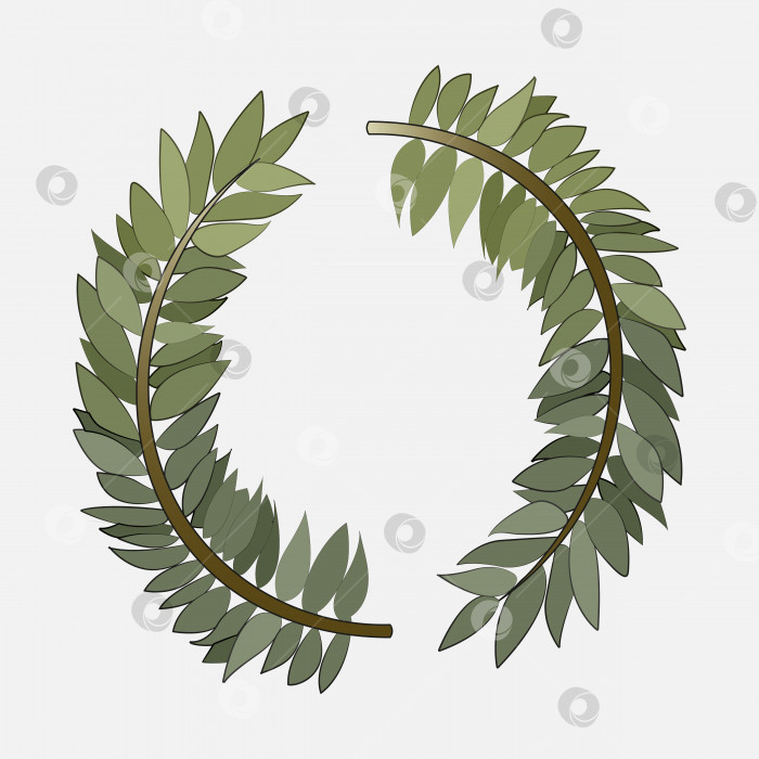 Скачать Векторная изолированная иллюстрация венка из веток с зелеными листьями. фотосток Ozero