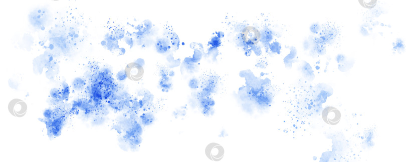 Скачать Воздушные маленькие голубые пятна и брызги на белом фоне. Абстрактный акварельный фон. фотосток Ozero
