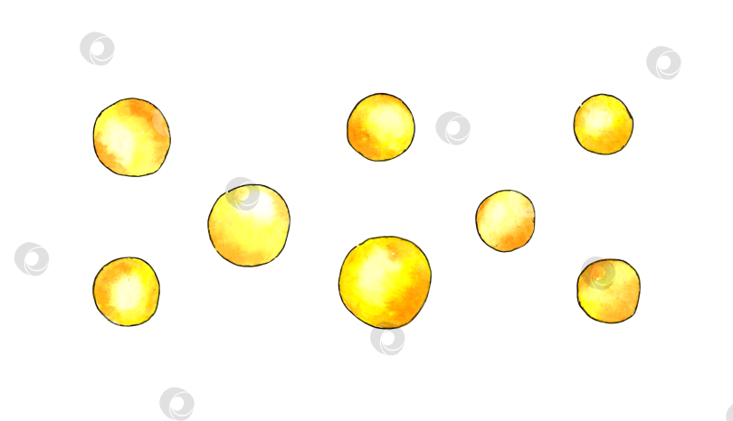Скачать набор желтых акварельных кругов фотосток Ozero