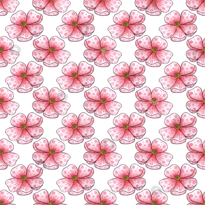 Скачать Бесшовный узор розовых акварельных цветов фотосток Ozero