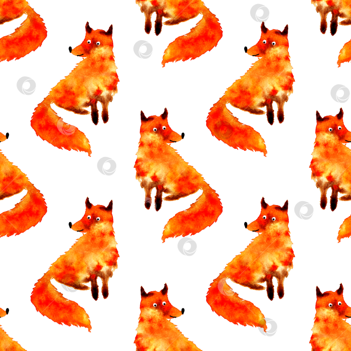 Скачать Узор оранжевая лисья клякса акварелью фотосток Ozero